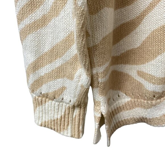 CHICO'S Linen Blend Cardigan Size XL (Chico's 3) Beige Zebra Sweater NWT - Picture 6 of 10